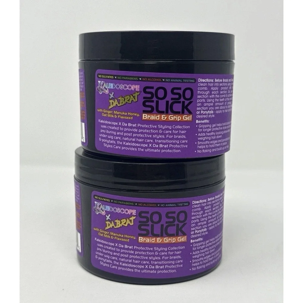(2 Pack) Kaleidoscope x Da Brat So So Slick Braid & Grip Gel - 8oz Each Manuka